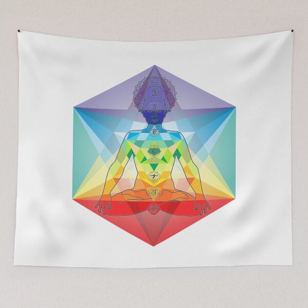 Artikelvorschau, Geometrischer Mann mit den Farben der Chakren entworfen und verkauft von MandalaSoul.