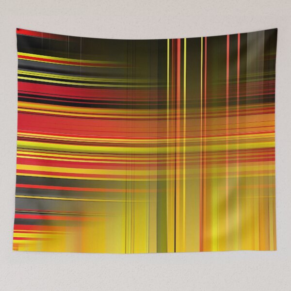 Aperçu de l'œuvre Dessins de lignes abstraites rouge noir jaune créée et vendue par SeventhGate.