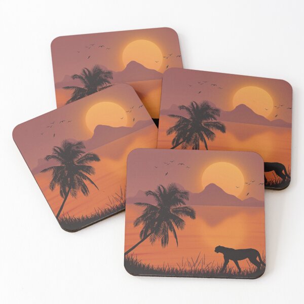 Artikelvorschau, Sonnenuntergang Szene Malerei Gepard entworfen und verkauft von Amer Artist.