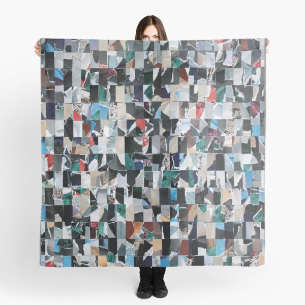 Abstract Geometric Collage of 560 Rectangles from Magazine Pages. Scarf