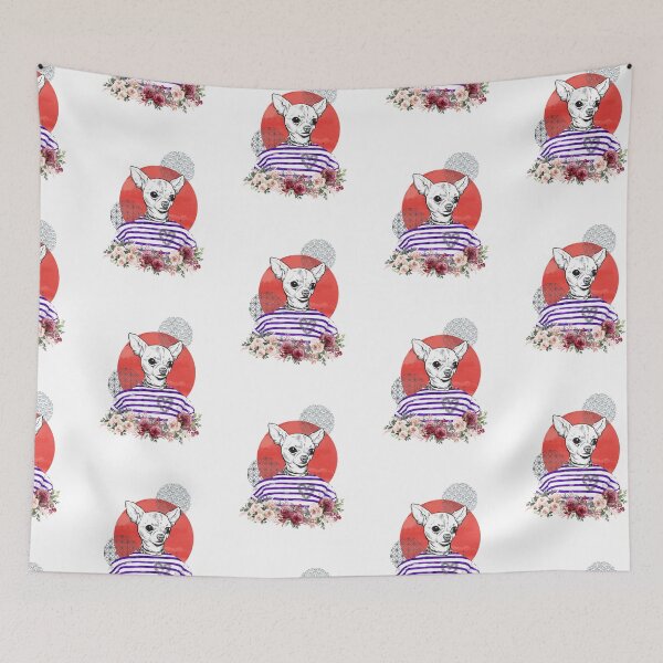 Item preview, Collage Art Vector Artwork Cool Chihuahua T-Shirt with floral base designed and sold by art-fox.
