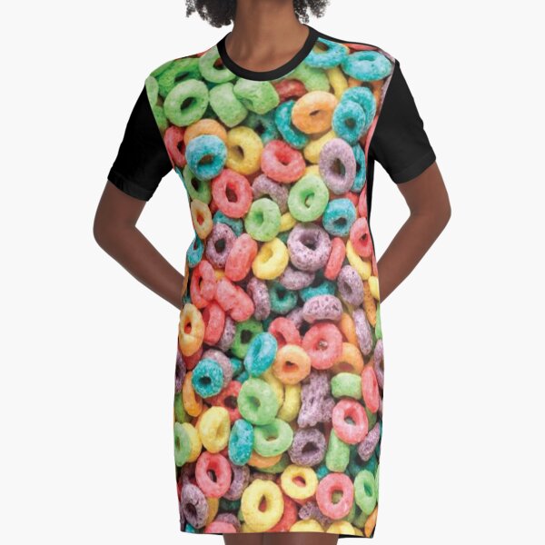 Colorful Froot Loops Pattern  Graphic T-Shirt Dress