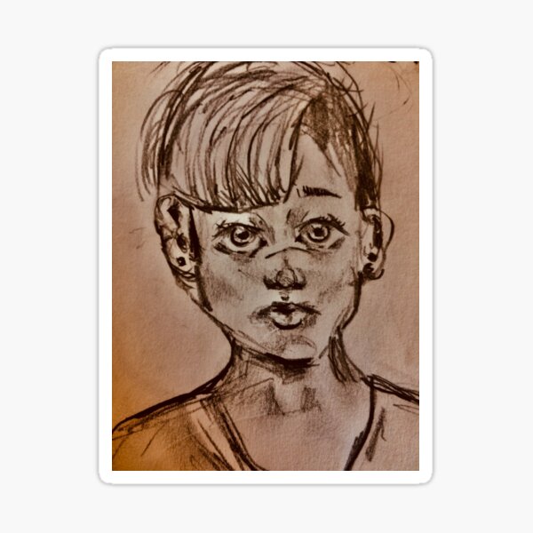 "Wartime Old-fashioned Drawing of a Boy" Sticker for Sale by