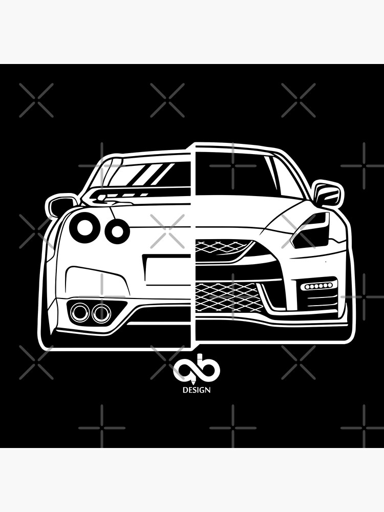 two men in masks with a white nissan gtr r36 Art Board Print for