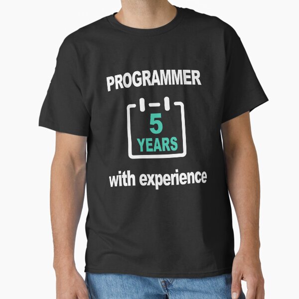Aperçu de l'œuvre Programmeur avec 5 ans d'expérience, Ingénieur logiciel, Informatique, Web, Programmation Humour, HTML, Dark créée et vendue par Max-Wear.