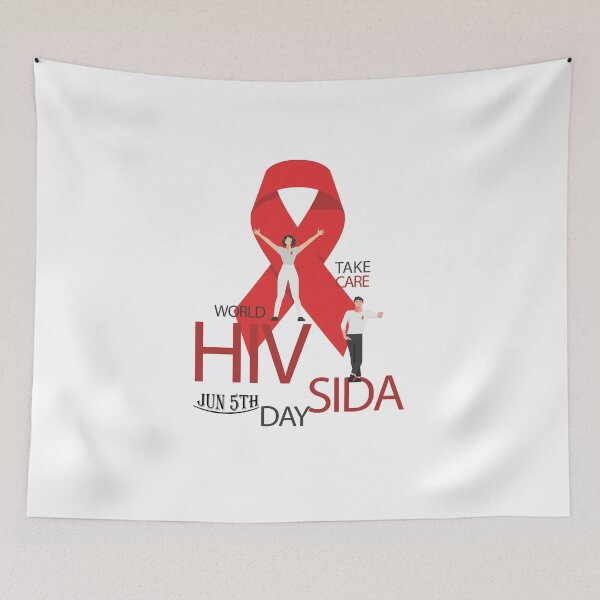 Aperçu de l'œuvre Journée mondiale de lutte contre le sida : RED Ribbon Sensibiliser au sida/VIH , AIDS cadeau revers créée et vendue par SISSOUSTORE.