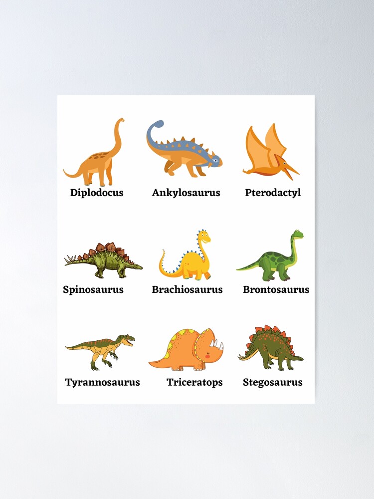 Kids Types Of Dinosaurs Dino Identification Poster