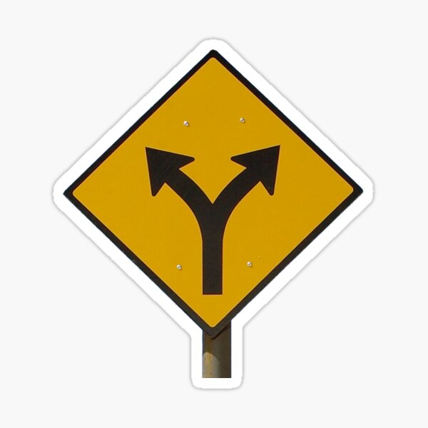 Fork in the Road. Roadsign Sticker