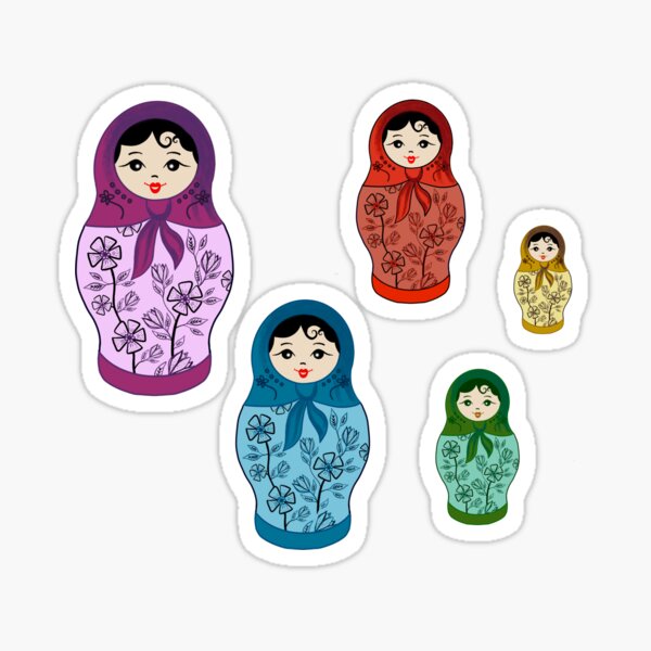 Item preview, Cute Babushka Family Stickers designed and sold by MerchActually.
