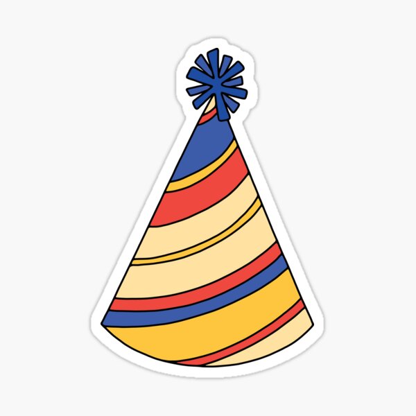 Red and Blue Party Hat Sticker