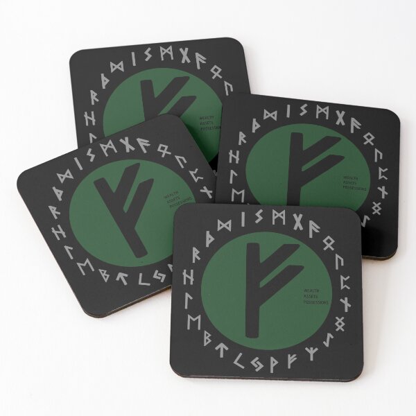 Item preview, Green Fehu Elder Futhark Rune Symbol designed and sold by Depic Spirit.