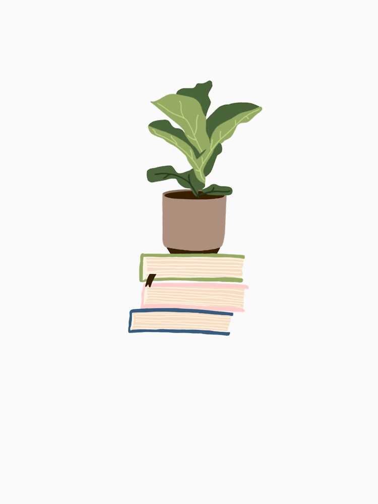 Imagen 6 de 6, Camiseta premium con la obra Planta de interior sobre libros apilados, diseñada y vendida por alanapwoods.