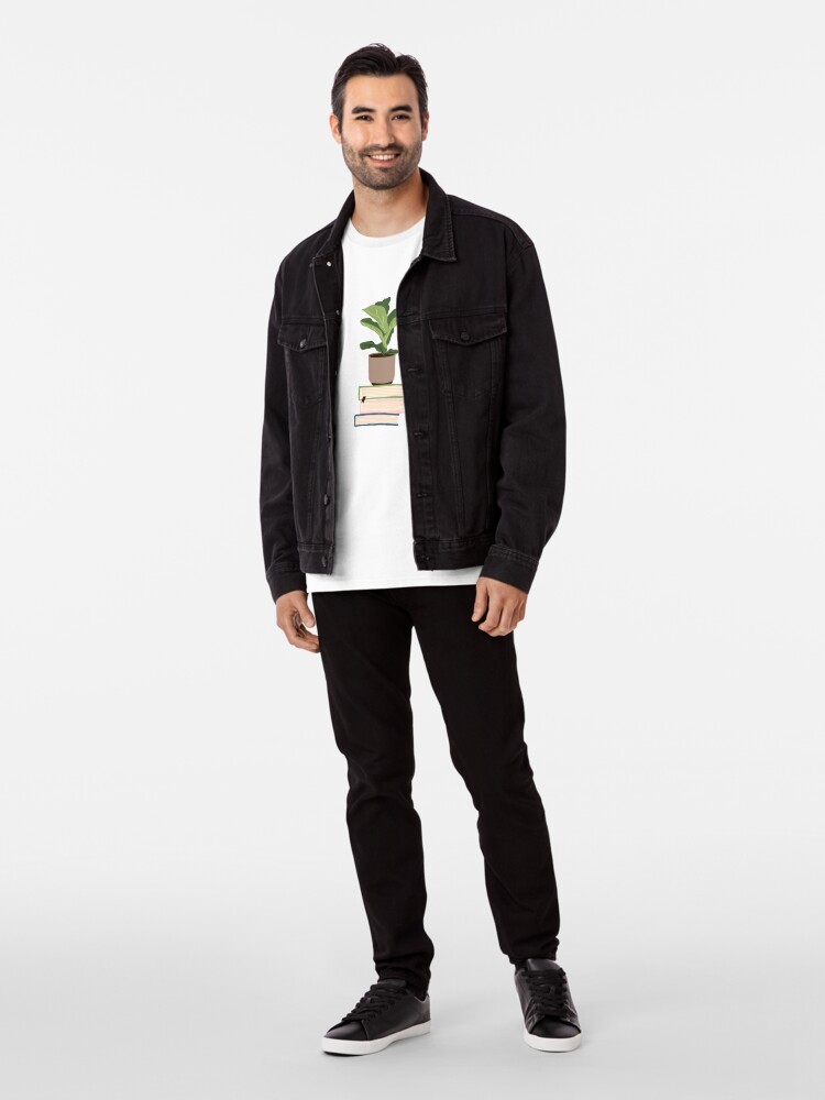Imagen 5 de 6, Camiseta premium con la obra Planta de interior sobre libros apilados, diseñada y vendida por alanapwoods.