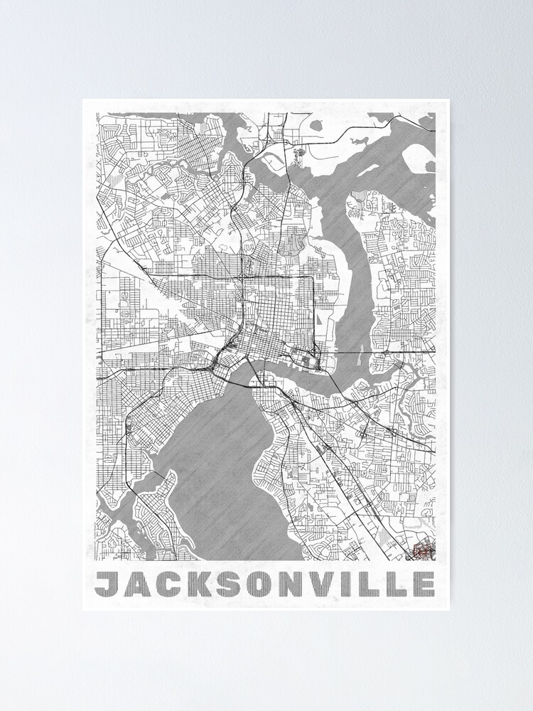 Alternate view of Jacksonville Map Line Poster