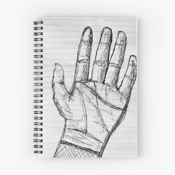 Item preview, Robot hand sketch on notebook designed and sold by RocioRubio.