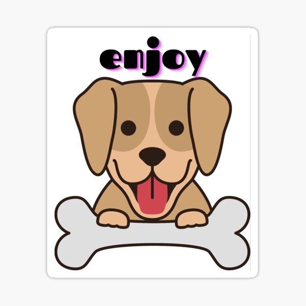 funny dog with bone Sticker