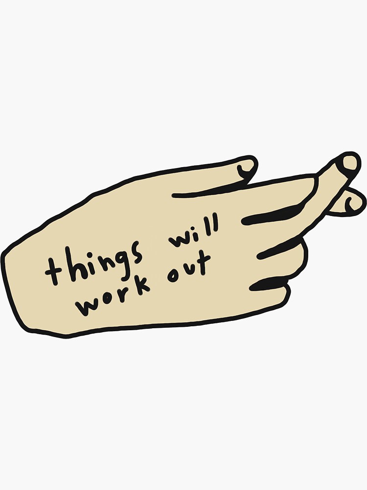 Thumbnail 3 of 3, Sticker, Fingers Crossed Line Art designed and sold by alanapwoods.
