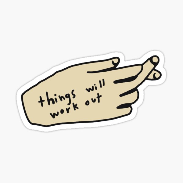 Fingers Crossed Line Art Sticker