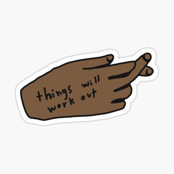 Fingers Crossed Line Art Sticker