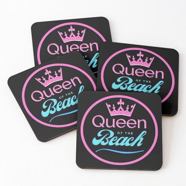 Item preview, Punny Summer Vibes Queen Beach Pink on Black designed and sold by NavyOx.