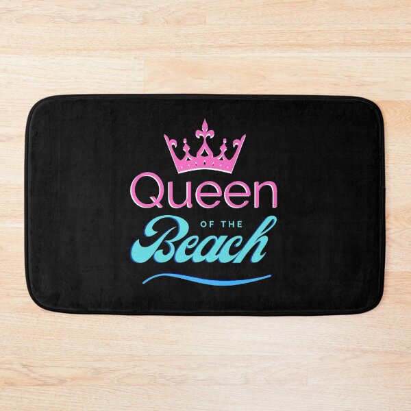 Item preview, Punny Summer Vibes Queen Beach Pink on Black designed and sold by NavyOx.