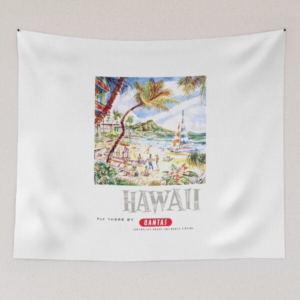 Item preview, 1960 HAWAII Qantas Airline Travel Poster designed and sold by retrographics.