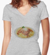 Our Church of Mom's Spaghetti Women's Fitted V-Neck T-Shirt