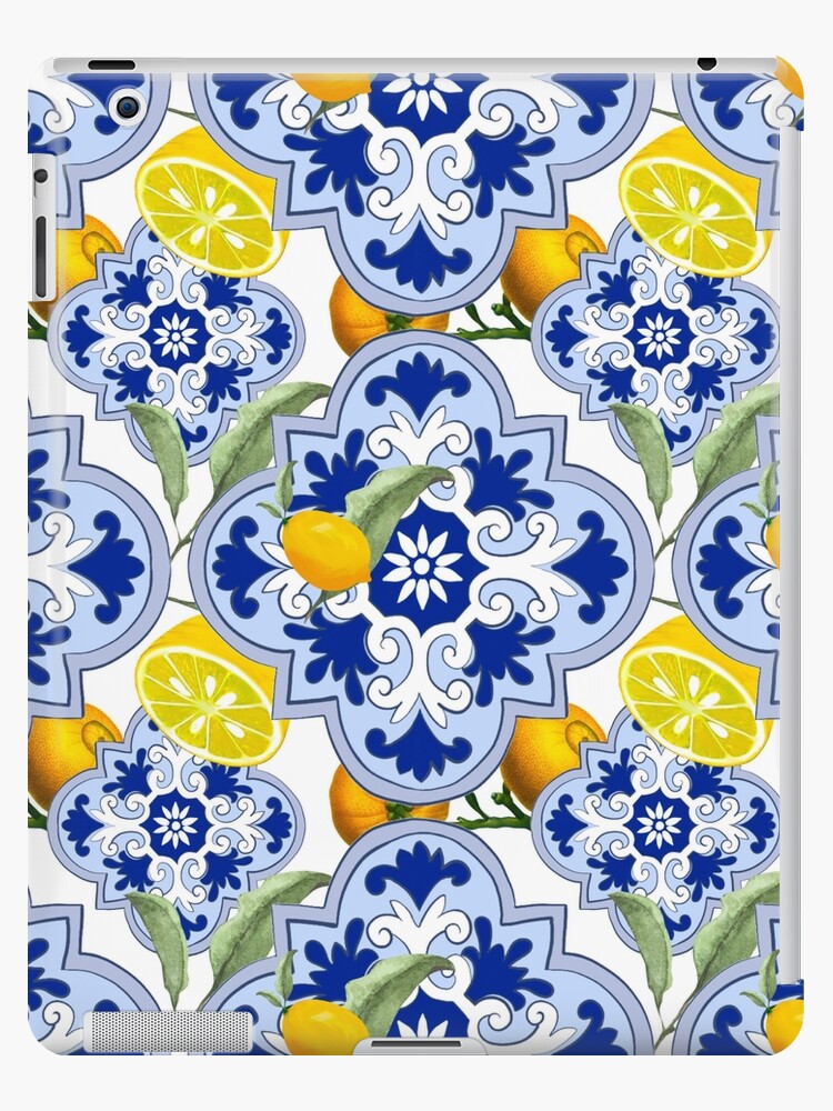 Mediterranean Tile Fruit Blanket Greek Sicilian Santorini 