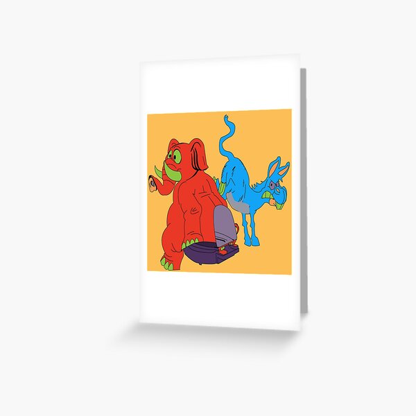 democrat republican elephant donkey editorial cartoon Greeting Card