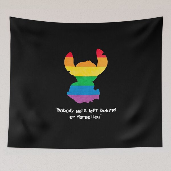 Item preview, LGBT+ Pride Stitch - "Nobody gets left behind or forgotten" (white text) designed and sold by Bethany Casey.