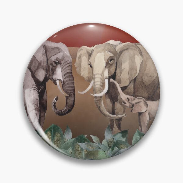 Item preview, Warm Sunset, Peace and Serenity, Elephant Family. Rose gold skies and desert plains, mixed media art, watercolor elephants and foliage designed and sold by Orianah.