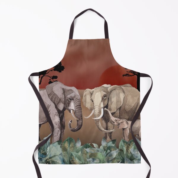 Item preview, Warm Sunset, Peace and Serenity, Elephant Family. Rose gold skies and desert plains, mixed media art, watercolor elephants and foliage designed and sold by Orianah.