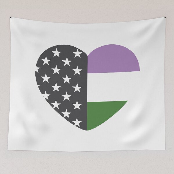 Item preview, Genderqueer / Queer Stars and Stripes American Flag Heart Design for LGBTQ+ LGBTQIA+ Pride designed and sold by snarkmonkey.