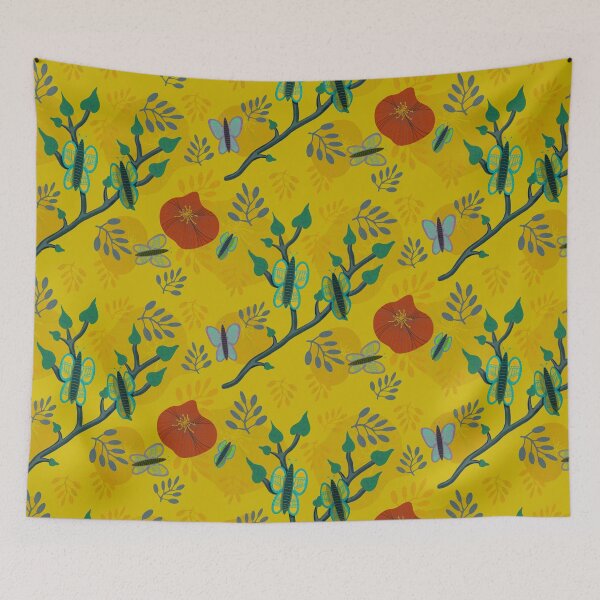 Item preview, Butterflies and flowers [gold ground] designed and sold by AmberAzbell.