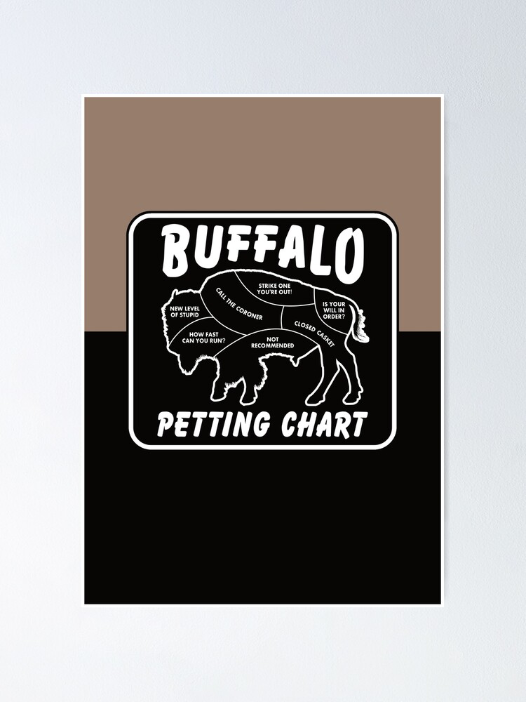 "Buffalo Petting Chart Funny Wildlife, Bison, Fluffy Cow" Poster for