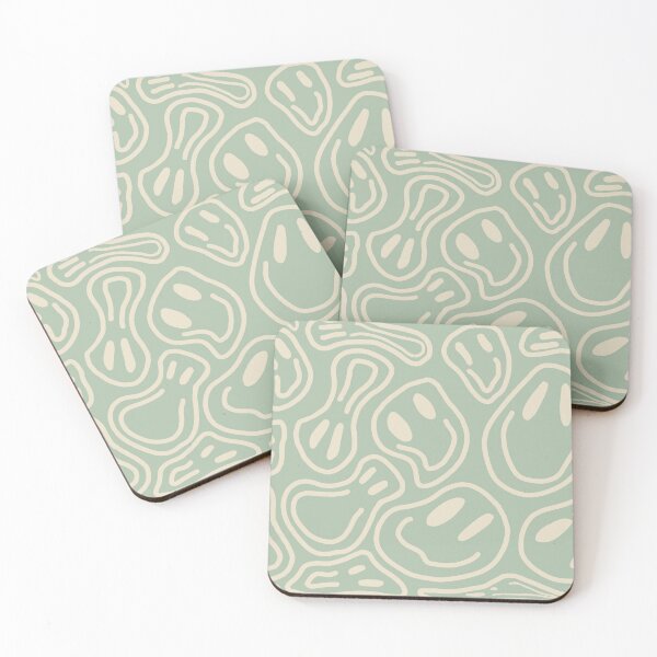 Item preview, vintage sage green smiley face print designed and sold by reesewolf.