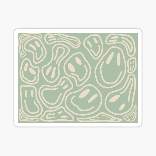 Item preview, vintage sage green smiley face print designed and sold by reesewolf.