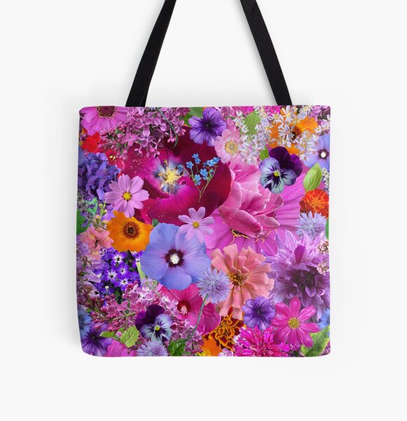 Flower Explosion with Pink All Over Print Tote Bag