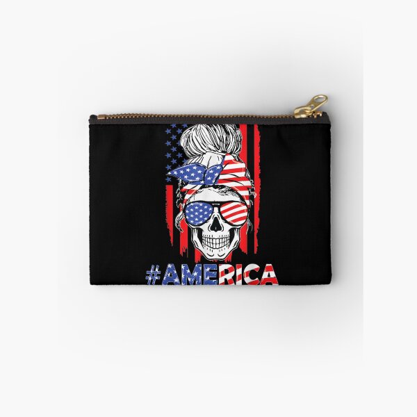 Item preview, Merica Messy Bun Skull 4th Of July American Flag Women Girls designed and sold by jackbellart.