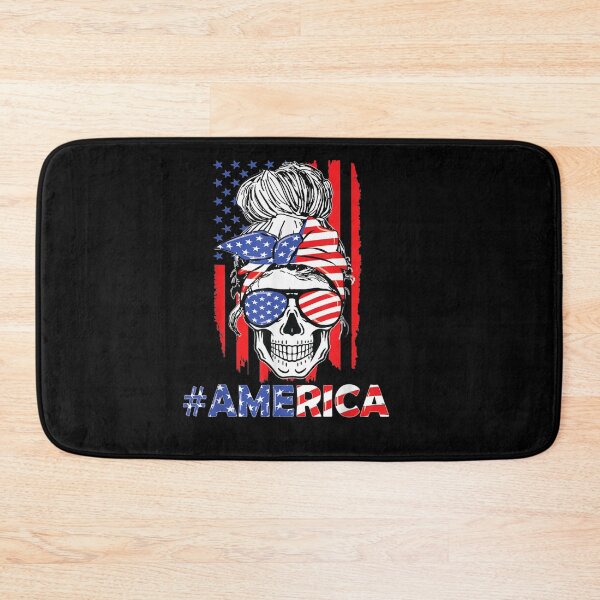 Item preview, Merica Messy Bun Skull 4th Of July American Flag Women Girls designed and sold by jackbellart.