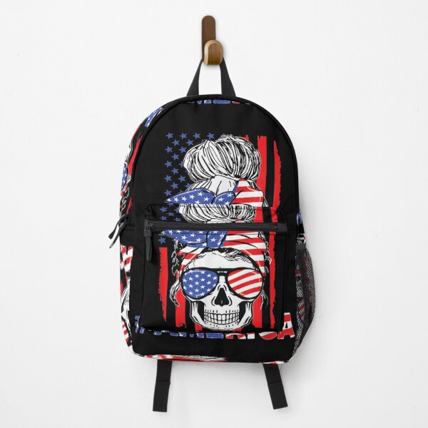 Item preview, Merica Messy Bun Skull 4th Of July American Flag Women Girls designed and sold by jackbellart.