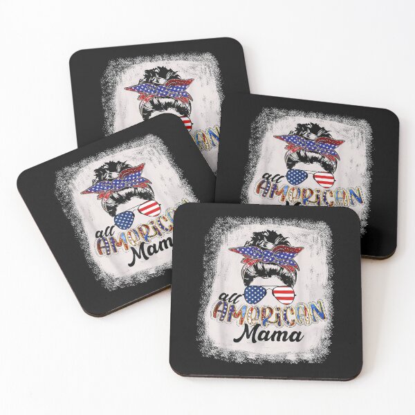 Item preview, 4th of July All American Mama Bleached Tees Messy Bun Funny T-Shirt designed and sold by Happy-Luxemb.