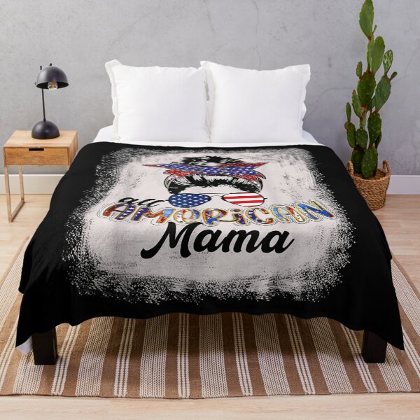 Item preview, 4th of July All American Mama Bleached Tees Messy Bun Funny T-Shirt designed and sold by Happy-Luxemb.