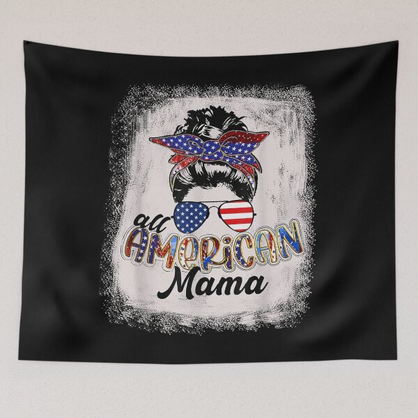 Item preview, 4th of July All American Mama Bleached Tees Messy Bun Funny T-Shirt designed and sold by Happy-Luxemb.
