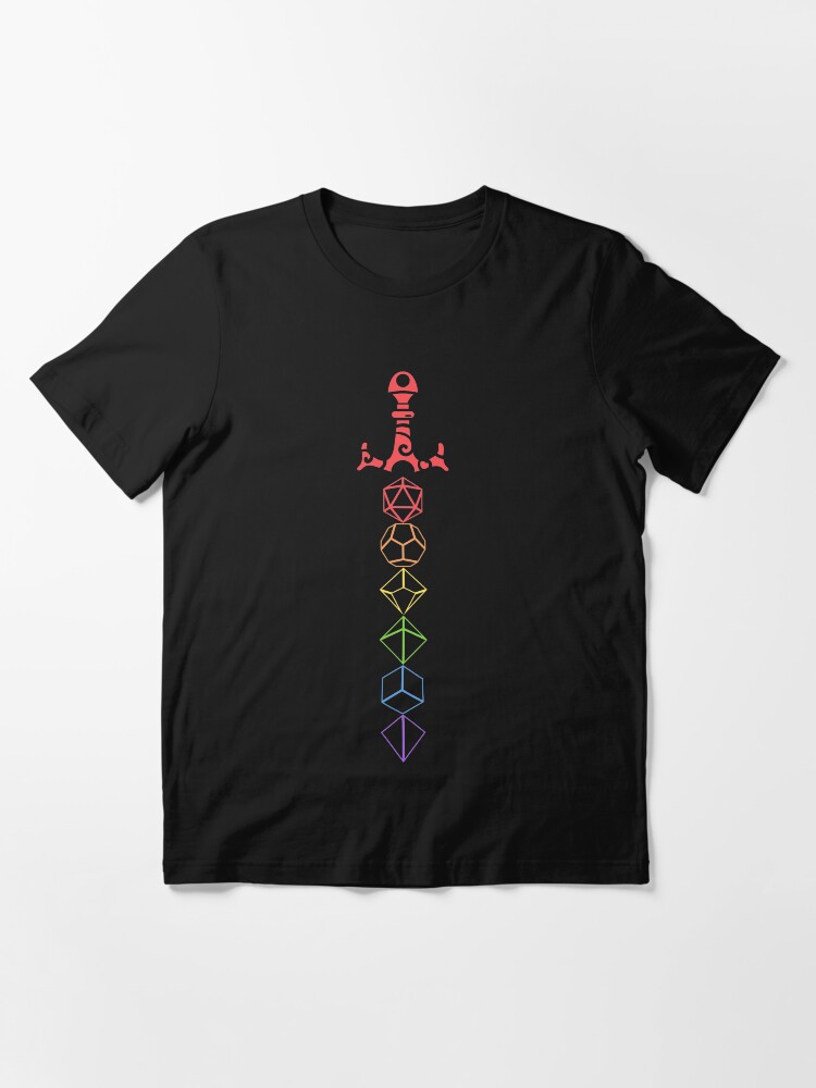 Thumbnail 3 of 7, Essential T-Shirt, Rainbow Dice Sword Tabletop RPG Gaming designed and sold by pixeptional.