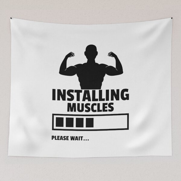 Item preview, Installing Muscles Please Wait Black - Funny Gym designed and sold by GymWearDepot.