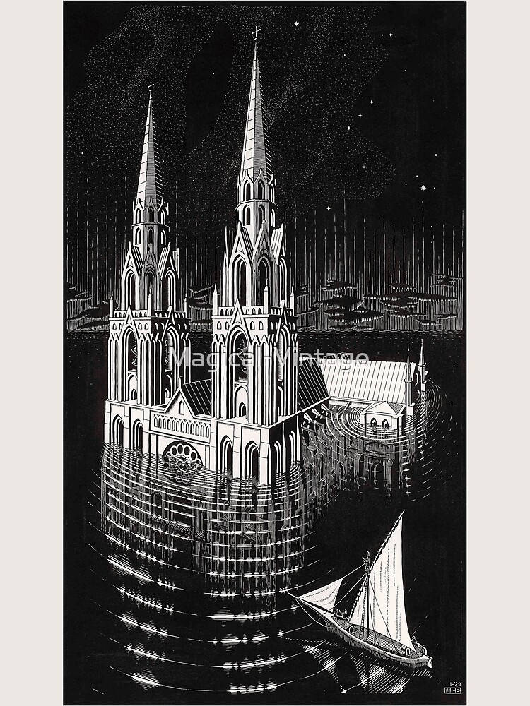 Disover M.C. Escher - The Drowned Cathedral, 1929 Premium Matte Vertical Poster