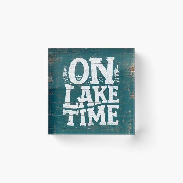 Item preview, On Lake Time Sign, Rustic Lake Sign, Lake House Turquoise Vintage Sign designed and sold by PaulLesser.