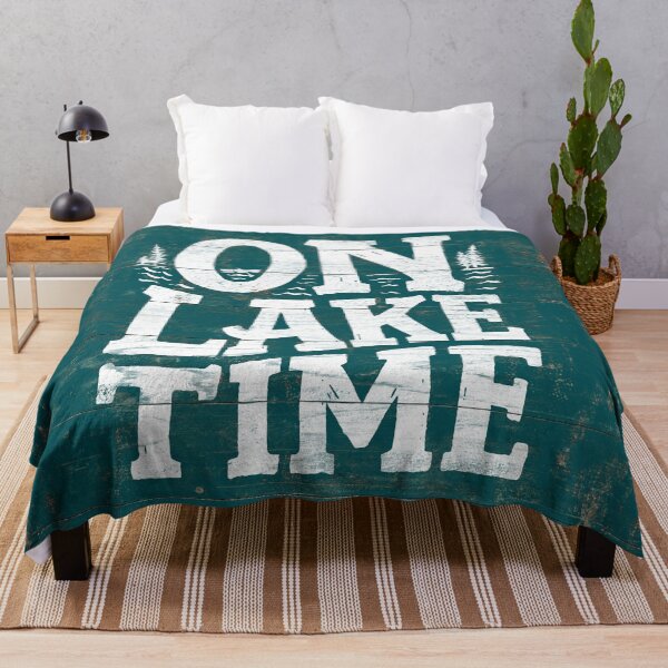 Item preview, On Lake Time Sign, Rustic Lake Sign, Lake House Turquoise Vintage Sign designed and sold by PaulLesser.