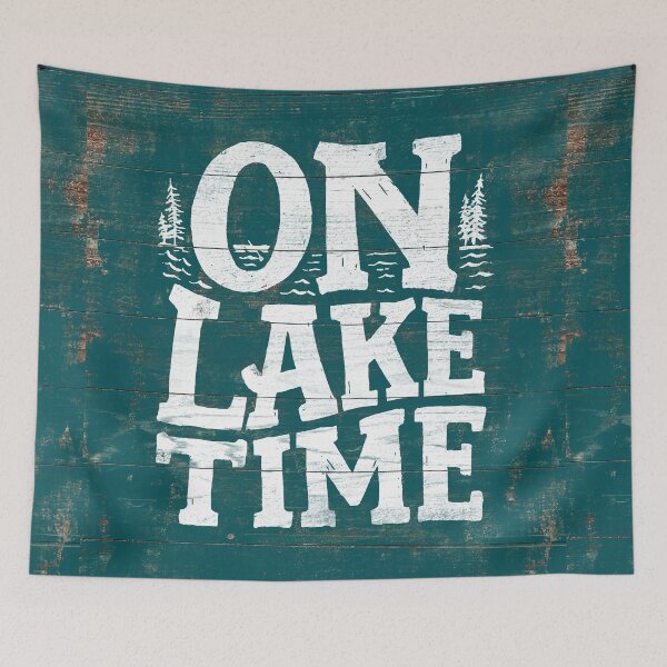 Item preview, On Lake Time Sign, Rustic Lake Sign, Lake House Turquoise Vintage Sign designed and sold by PaulLesser.
